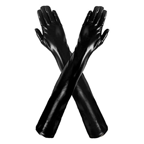 U star 20.5’’ Women's Evening Party Long Gloves Long Metalic Satin Cosplay Finger