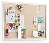 Miratino Large Bulletin Board 23x18 inch with Linen Wood Boards Wall Decor Hanging Pin Wood Framed D