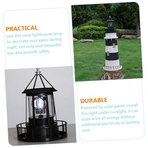 Lampe de phare solaire extérieure étanche rotative pour patio et cour