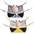 olyee 2 Pack Rat Cage Hammocks, Pet Ferret Double-Layer Hanging Bed for Small Animals Guinea Pig Cage Accessories Bedding, Warm Hammock for Parrot Squirrel Hamster Rat Playing Sleeping(Blue+Yellow)