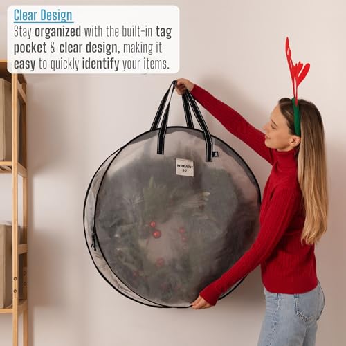 image for VENO 2 Pack Christmas Wreath Storage Container - 30 Inch Clear Wreath 
