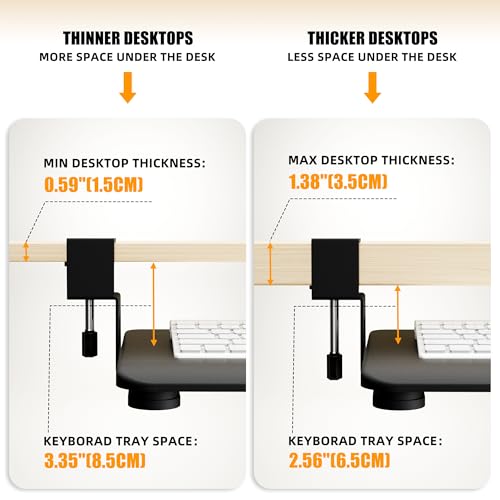 Image of ERGOMAKER Keyboard Tray Under Desk 65x30cm Slide-Out for Typing, Black