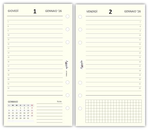 Agendepoint.it - Ricambio agenda organizer giornaliera a righe 9,5x17cm 80gr