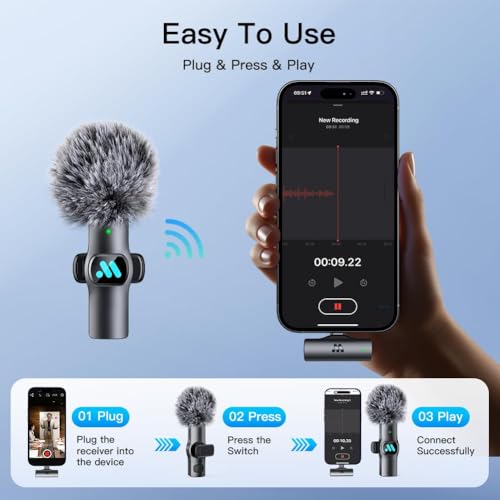Image of BIGASUO 2pcs Lavalier Wireless Microphone for iPhone iPad, Wireless Microphone for Video Recording, Game Live Streaming, Interviews, YouTube, TikTok, Vlog (B81)