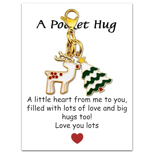 Uerifr Christmas Pocket Hug Christmas Gifts for Women Christmas Keychains Best Christmas Gifts 2026 for Teen Girls Xmas Christmas Tree Keychain for Boys Cute Deer Bag Charms for Handbags Purse
