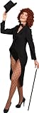 Material: 100% Polyester Orlob schwarzer Frack zum Damen Show Kostüm an Karneval Fasching Gr.34/36