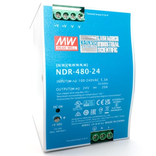 Mean Well NDR-480-24 480W 24VDC 20A AC/DC High Efficiency Industrial DIN Rail Power Supply Single Output Provided by KAINSC Products