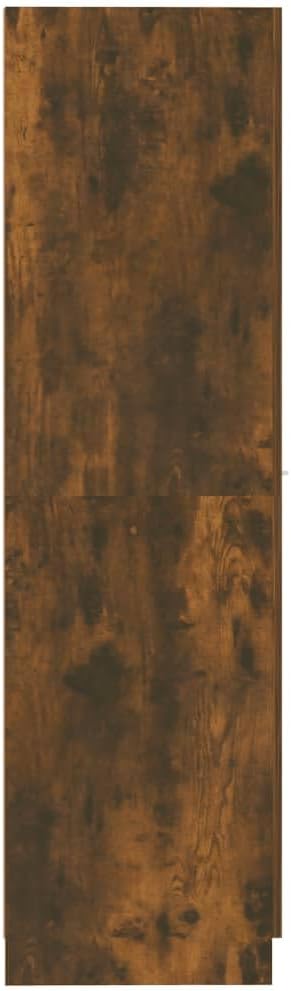 Apothecary Cabinet Smoked Oak Engineered Wood Tall Narrow Storage Cabinet with Pull-Out Shelves for Living Room and Office Use, 11.8 x 11.8 x 59.1 in