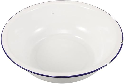 FRCOLOR Enamel Basin Large 12.59In Vintage Wash Basin for Foot Soaking Face Washing Laundry Kitchen and Bathroom Use Retro Enamelware Decorative Bowl for Home Decor