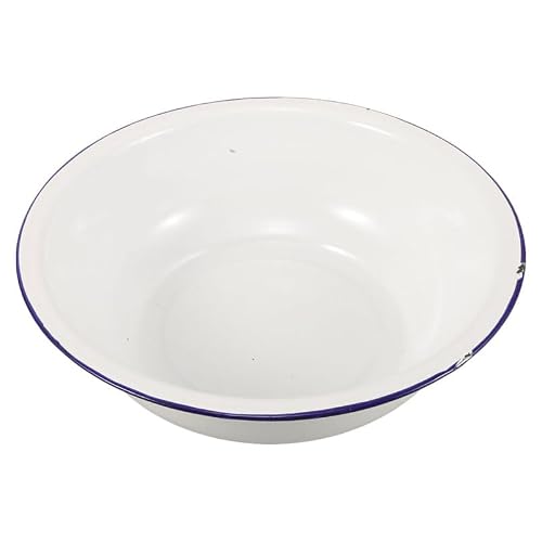 FRCOLOR Enamel Basin Large 12.59In Vintage Wash Basin for Foot Soaking Face Washing Laundry Kitchen and Bathroom Use Retro Enamelware Decorative Bowl for Home Decor