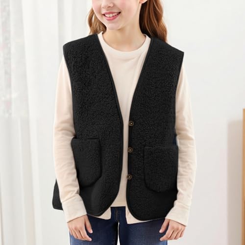 Sherpa Vest for Girls and Boys Fall Winter Fleece Warm Sleeveless Coats Casual Loose Fit Kids Vests with Pockets3