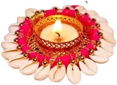 Fiesta Art Diwali Decoration Tea Light Set | Diwali Decorative Conch Shell Tea Light (Pack of 1)