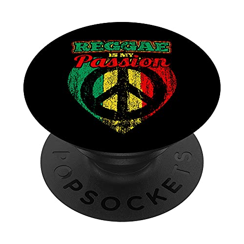 Reggae is My Passion Drapeau Rastafari avec symbole de paix PopSockets PopGrip Interchangeable Cover
