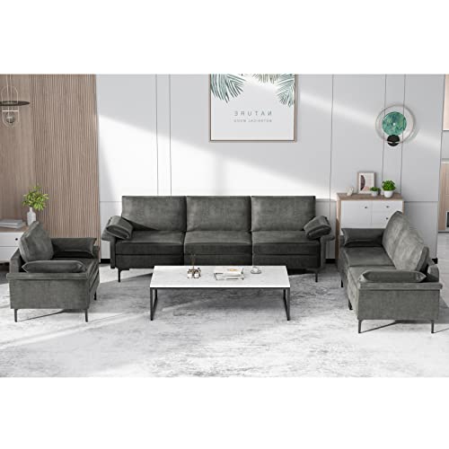 Giantex 3-Seat Sectional Sofa Couch, Convertible Sleeper With Usb Port & Outlet, Armrest Cushion, Modern Fabric Upholstered Modular Sofa For Living Room Apartment Dorm Reception Room #TOP4