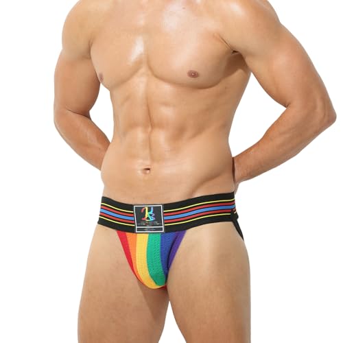 Cotton Mens Sexy Thong, Athletic Supporter Wide Band Breathable G-String Briefs Underwear for Sports or Bikini2