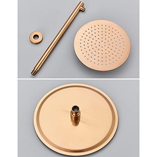 Système de douche or rose brossé avec pommeau de douche 10" et mitigeur mural - 3