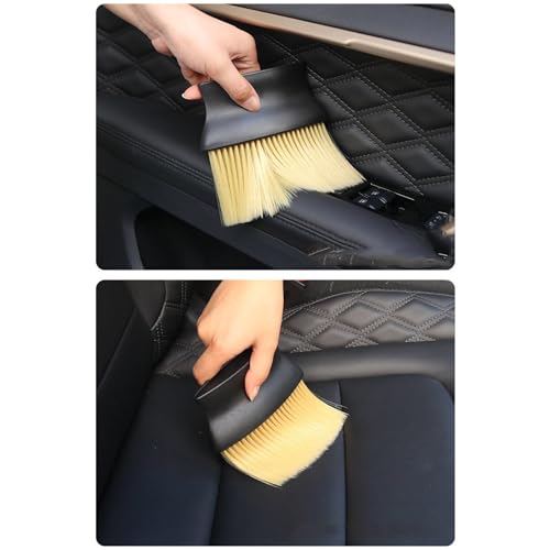 Image of DETACHI Car Interior Cleaning Brush + Microfiber Cloth Super Absorbment 40x40 850 GSM+ Ultra Soft Hair Bristle Brush for A /c Vents Dust, Dashboard Cleaning Laptops, Cleaning Tools Combo Pack 3Pcs