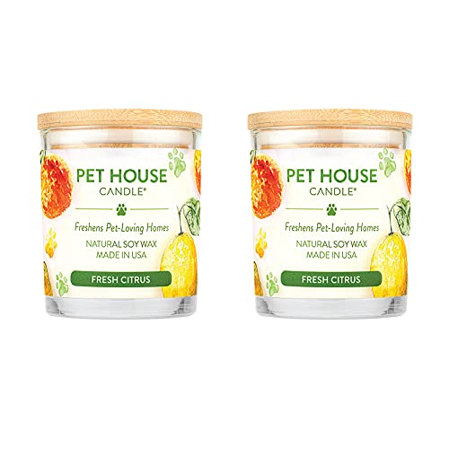 One Fur All, Pet House Candle - 100% Soy Wax Candle - Pet Odor Eliminator For Home - Non-Toxic And Eco-Friendly Air Freshening Scented Candles (Pack Of 2, Fresh Citrus) #TOP25