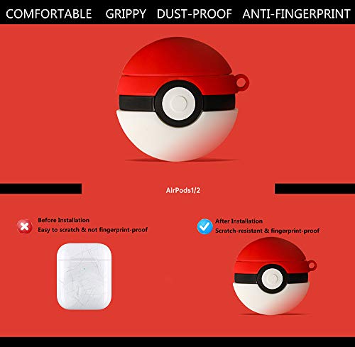 Kakuyi Airpods Case Cover With Keychain, Soft Silicone 3D Cute Cartoon Animal Character Kawaii Fashion Cover Funny Protective Case Compatible With Airpod 2 & 1 (Elf Ball) #TOP4