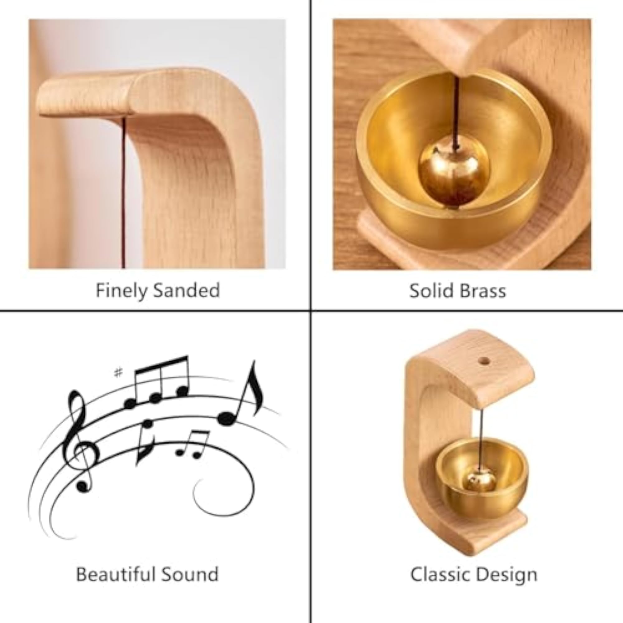 Wooden Door Chime with Beech Wooden Brass Bell