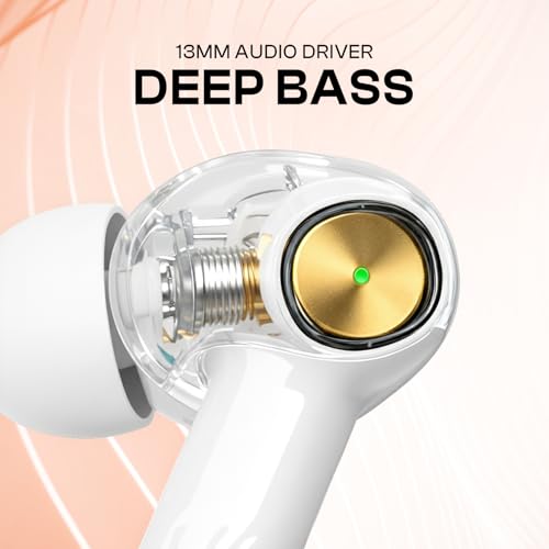 Image of BERTH X35 Wireless Earbuds, 50H Playtime, Quad Mic ENC, 13mm Drivers, Fast Charging, Dual Pairing, BT 5.4, IPX4, Crystal Clear Calls, Deep Bass, in-Ear Earphones with Mic (White)