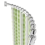Misounda Asta Per Tenda Da Doccia A Curva 140-200cm, Bastone Supporto Palo Per Tenda Vasca Da Bagno Doccia Regolabile, Adatto Per Bagno, Cucina, Spogliatoio.