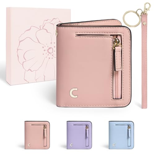 Image of COSHAYSOO Initial Teen Girl Wallets RFID Slim Wristlet Keychain Personalized Easter Basket Stuffers Birthday Gifts for 8 9 10 11 12 13 14 15 16 17 18 Year Old Teenage Girls, Pink Letter C
