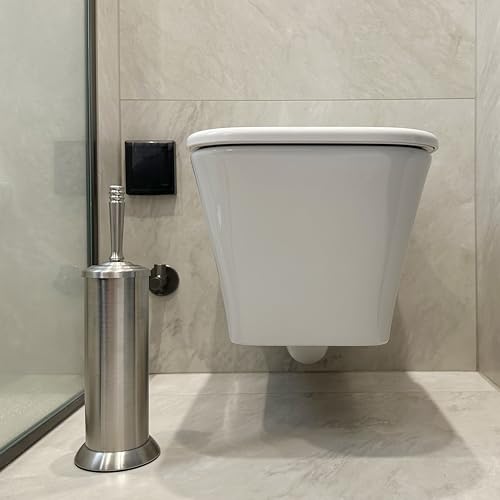 Image of Brushed Nickel Toilet Bowl Brush with Holder, Durable Bathroom Cleaning Tool, Modern Design for Easy Toilet Maintenance, Bathroom Cleaner Brush for Efficient Cleaning and Hygiene