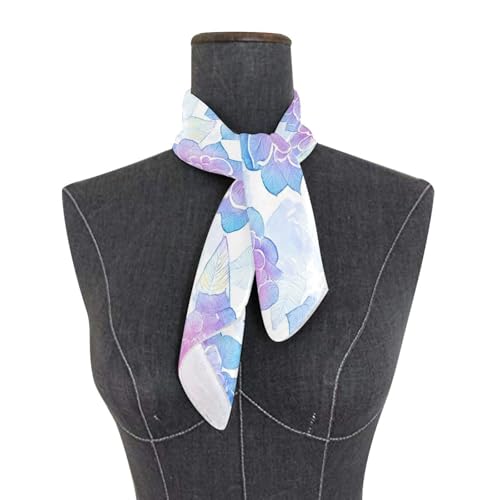 Dreamy Colorful Purple Blue flower silk scarf neckerchief fashion wrap scarf for women for winter chal para mujer3