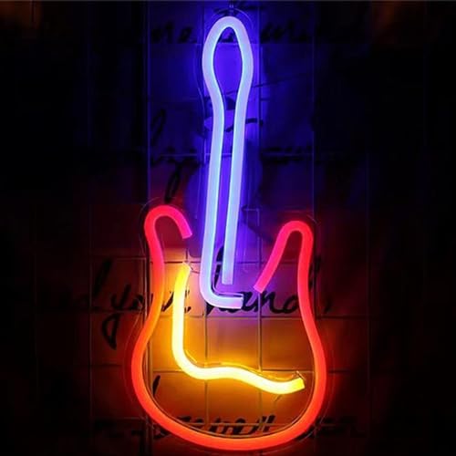 Letrero de neón LED de guitarra para bar y dormitorio con conexión USB 3