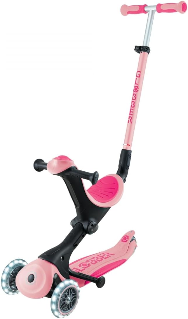 GLOBBER GO-UP Deluxe Lights - 3 in 1 Tricycle, 120/80 mm, ABEC 9, 3 Wheels, Height Adjustable, LED Light Wheels
