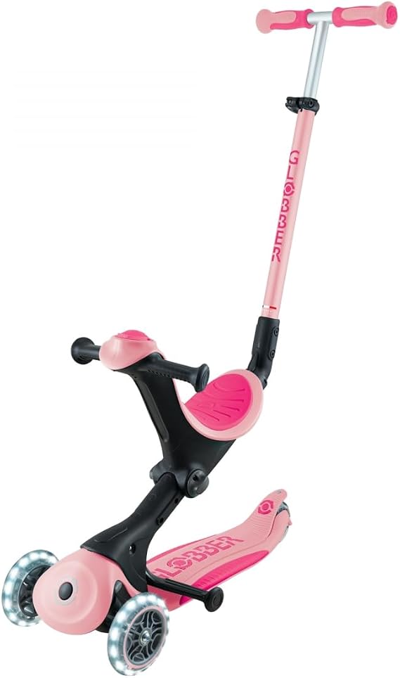 GLOBBER GO-UP Deluxe Lights - 3 in 1 Tricycle, 120/80 mm, ABEC 9, 3 Wheels, Height Adjustable, LED Light Wheels