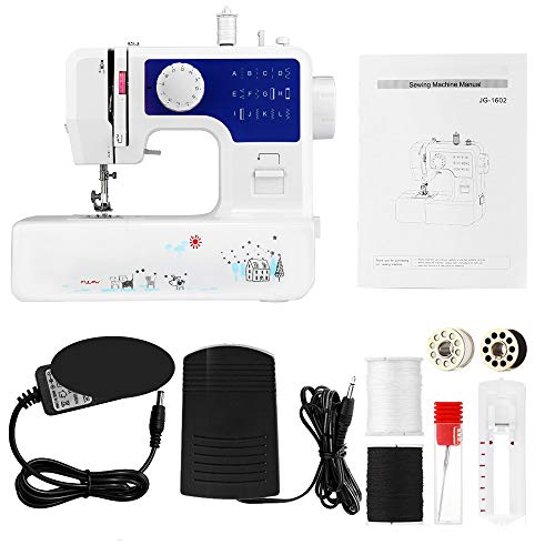 AODD Sewing Machine, Household Portable Electric Sewing Machine Portable Mini with 12 Different Stitches, Fabric Sewing, DIY, Easy Operation, Durable, for Fabric, Clothing, Home Travel (Blue) - Thumbnail 2