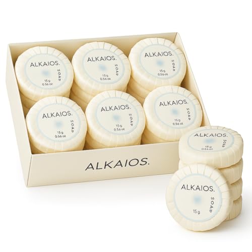 Alkaios Tissue Pleated Soap 50 x 15g | Individually Wrapped Guest Soaps | Mini Hotel Toiletries Bulk Pack | Travel Soap Bars for Hotels, Airbnb, Holiday Lets | Glycerine Enriched with Fresh Fragrance