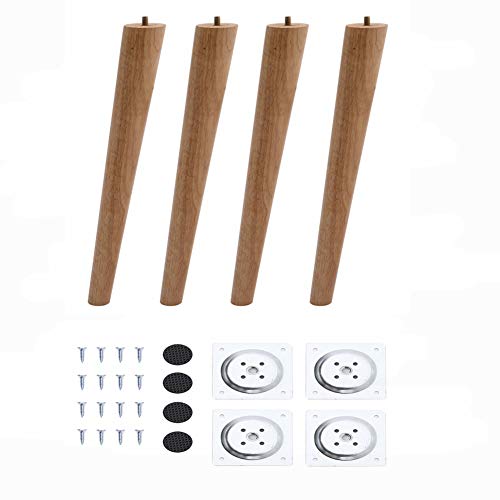 Patas de Muebles de Madera Roble, 4 Patas para Muebles Madera, Pies para Madera, Patas de Recambio para Sofá, Banco, Mesa de Té, Silla, Escritorio, Armario, Otomana, con Rosca M8 - Natural, 25cm