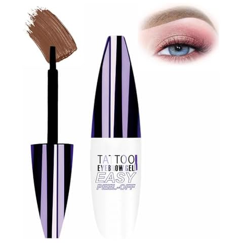 Peel Off Eyebrow Gel, Light Brown Tattoo Eyebrow Gel Easy Peel Off, Long-lasting Natural Color Up to 3 Days, Waterproof Eyebrow Tattoo for Women, Easy Application for Fuller & Defined Looking Brows Cover