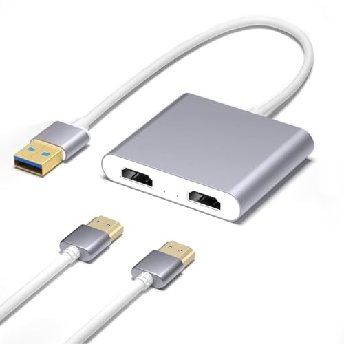 Adaptateur USB 3.0 vers double HDMI convertisseur USB vers 2 HDMI pour Windows et macOS