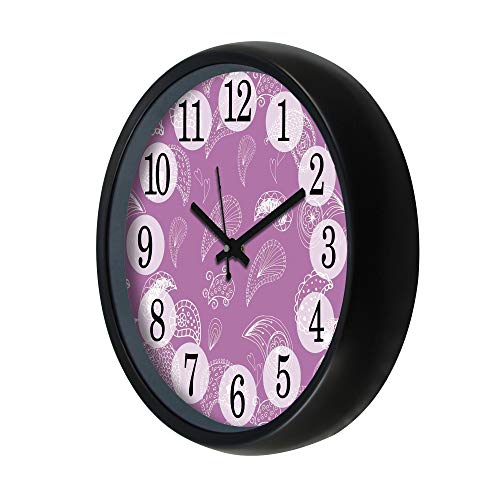 Image of Amazon Brand - Solimo Engineered Wood Paisley Wall Clock - (12-inch, Black, Silent Movement)