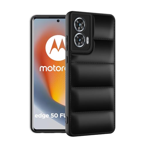 Image of Amazon Brand - Solimo Rubber Puffer Case Camera Protection Soft Back Cover for Motorola Moto Edge 50 Fusion - Black