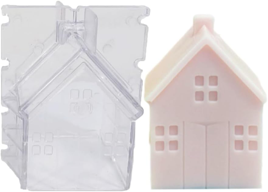 Small House Acrylic Candle Molds Durable Transparent European Style Castles Cube Shape Plastic Mold DIY Handcrafting Soy Wax Wedding Party Home Decoration (Set)