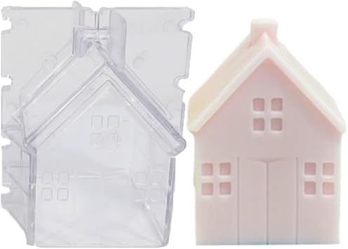 Small House Acrylic Candle Molds Durable Transparent European Style Castles Cube Shape Plastic Mold DIY Handcrafting Soy Wax Wedding Party Home Decoration 3.3 inch