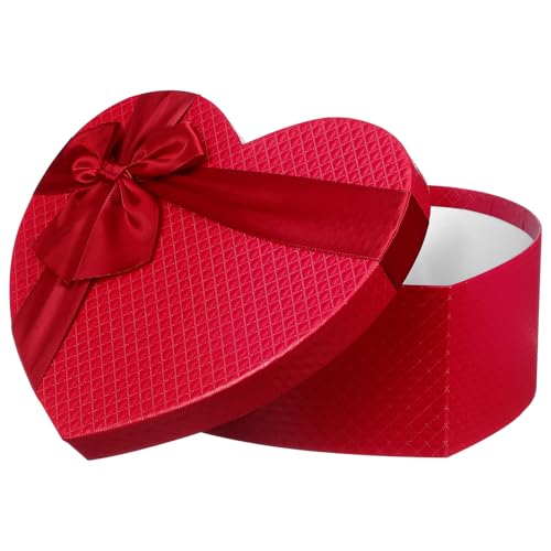 FONDOTIN Scatola Regalo a Forma Di Cuore Rossa in Carta Leggera Per Bomboniere e Contenitore Per Caramelle, Adatta a Negozi e Feste Di Compleanno 230x175x90 Mm