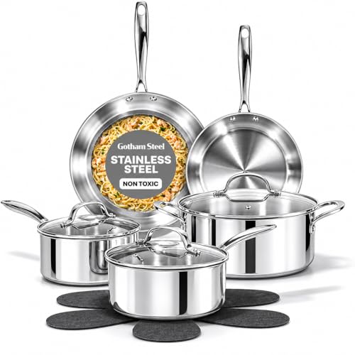 Gotham Steel 10-Piece Tri-Ply Stainless Cookware Set