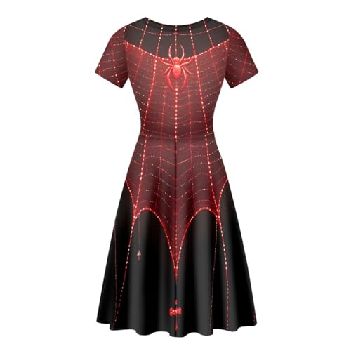 Image of POLERO Women Puffy Swing Elegant Party Midi Dresses Short Sleeve Round Neck A-Line Dress