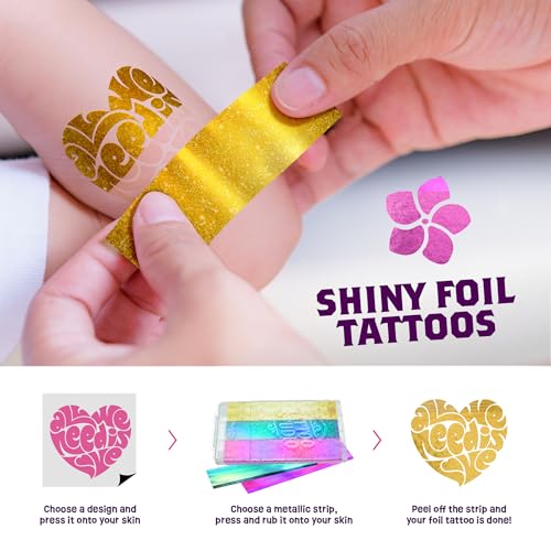 Pretty Me PM-012 Temporary Shimmery Tattoo Studio Kit For Kids - Glitter & Metallic Fake Tattoos For Girls - Birthday Gift Ideas For Girl - Best Craft Kits Toys Stuff For Ages 6, 7, 8, 9, 10, 11 Year Old thumb #3