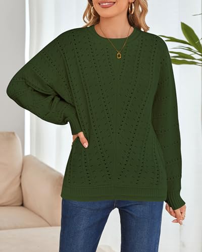 Cakulo Womens Oversized Fall Pullover Sweaters Batwing Long Sleeve Tunic Sweater Crochet Knit Tops 20253