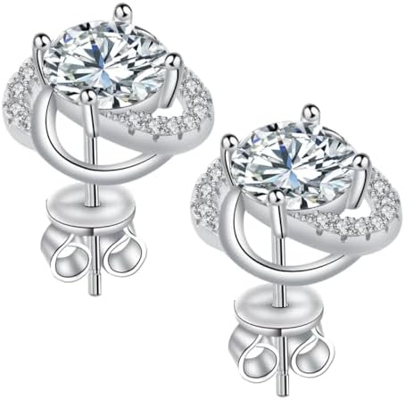 Moissanite Stud Earrings for Womens 3-4 Carat S925 Sterling Silver Earrings for Women D Color VVS1 Clarity Moissanite Earrings