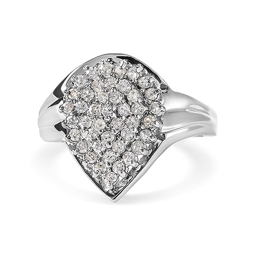 Haus of Brilliance 10K White Gold 1/2 Cttw Diamond Pear Shaped Cluster Ring (H-I Color, I1-I2 Clarity) - Ring Size 7