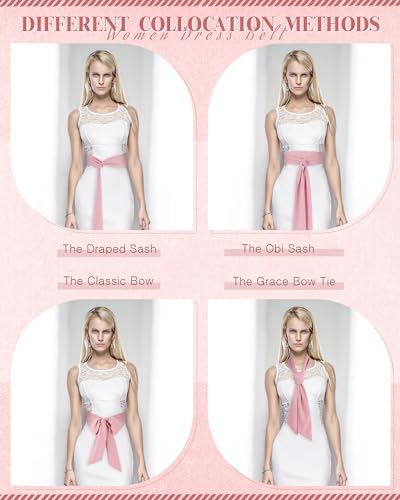Image of Glitopper Women Chiffon Sash Belt Dress Sash Waist Bridal Wedding Belt 50s Accessories 3'' Wide