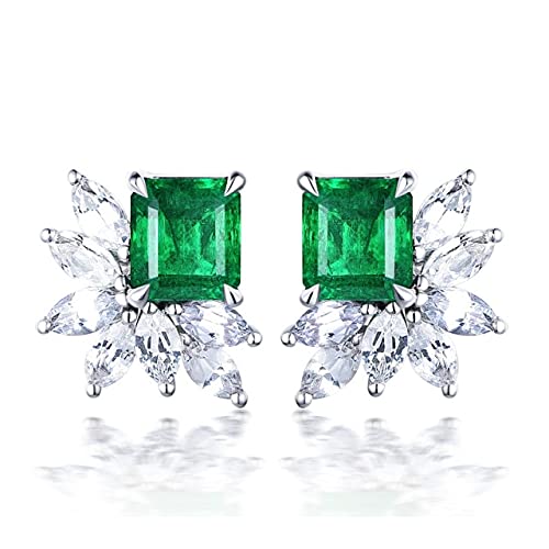 YDYDTTKD Pendientes Cuadrados de Zafiro, Esmeralda y rubí para Mujer, Pendientes de Piedras Preciosas Azules 925, joyería
